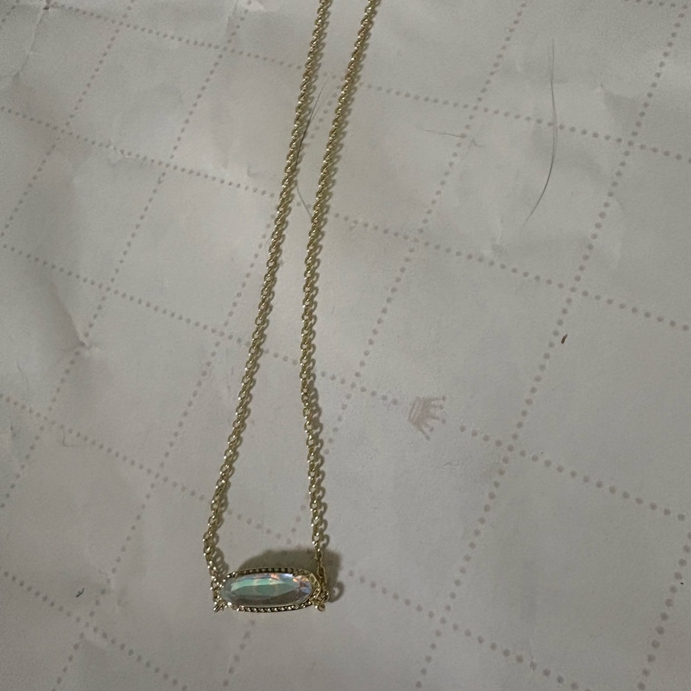 Gold Tone Kendra Scott with Iridescent Opal Pendant
